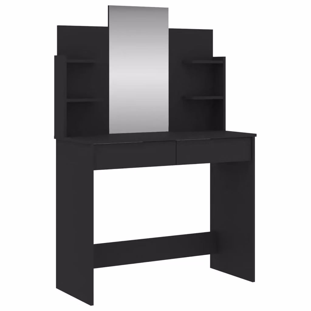 Berkfield Home Black Dressing Table with Mirror, W: 96 cm, D: 39 cm, H: 142 cm – 2