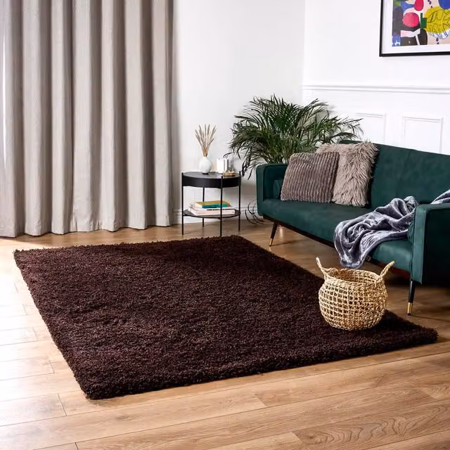 Bravich California Shaggy Rug in Brown, W: 160 cm, D: 110 cm