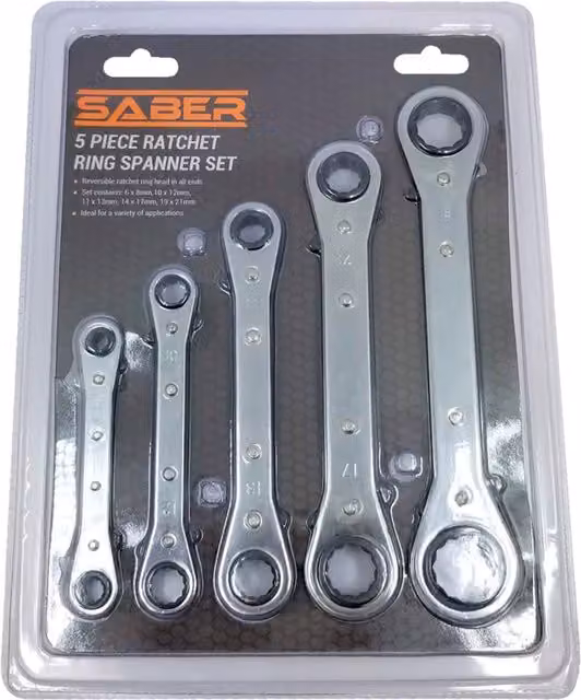 Saber Steel Ring Spanner Set in Silver