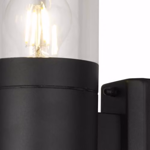 firstchoicelighting Storm Black IP44 Outdoor Wall Light with Transparent Cylinder Shade – 2