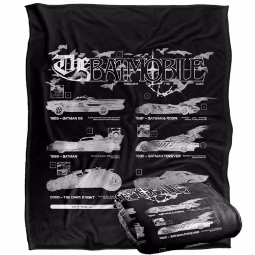 Warner Bros. Batman Batmobile Side Shots Super Soft Fleece Throw Blanket, Multicolour, W/H: 127.0 x 152.4 cm