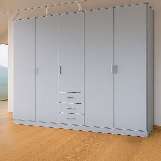 TJS Venice 5 Door 3 Drawer Wardrobe in Grey Matt