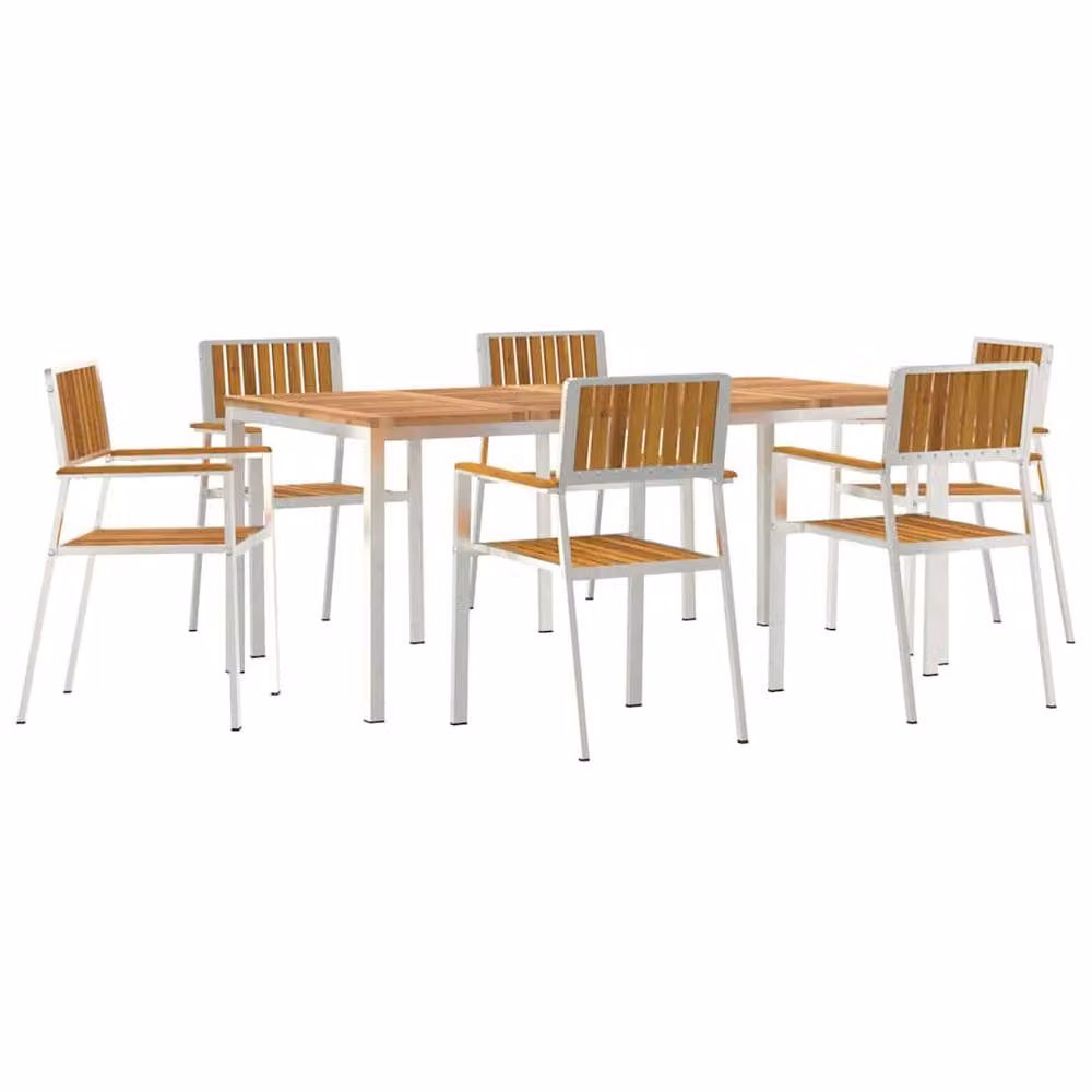 Berkfield Home Elegant 7 Piece Garden Dining Set in Brown Solid Acacia Wood