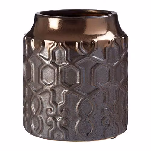 Premier Housewares Geometric Ceramic Tabletop Vase in Grey and Gold – 2