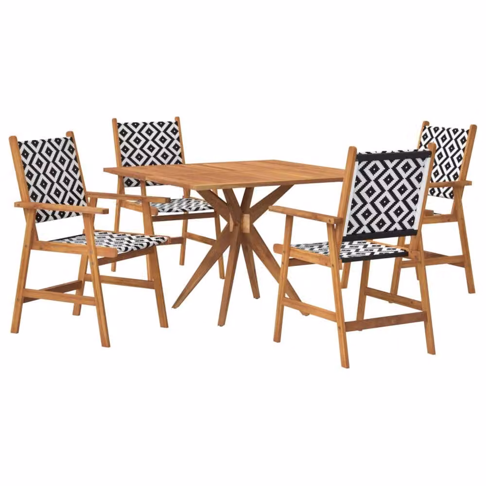 Berkfield Home 5 Piece Rustic Acacia Wood Garden Dining Set in Brown – 2
