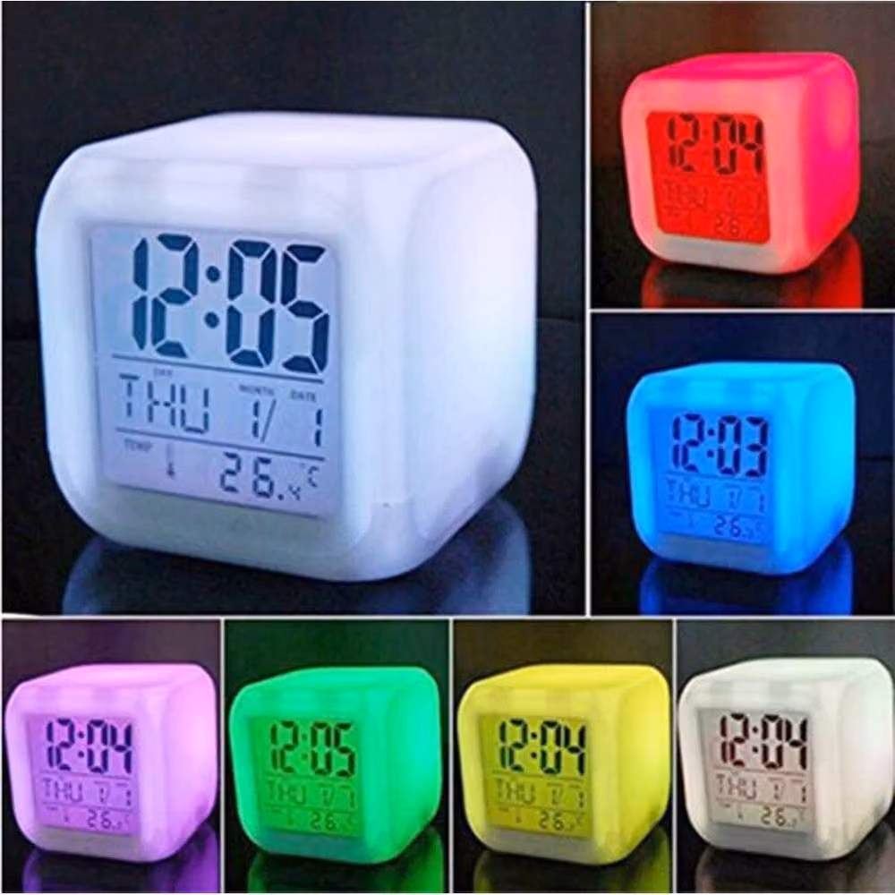 SPETLEK 7 Multi Colour Changing Digital LED Alarm Clock in White – 4