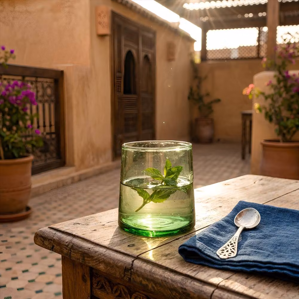 Nicola Spring Merzouga 7-Piece Recycled Glass Tumbler and 1L Jug Set in Green – 6