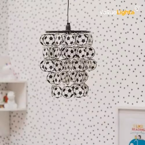 MiniSun Black and White Football Paper Ceiling Light Shade, Shade Width: 23 cm – 2
