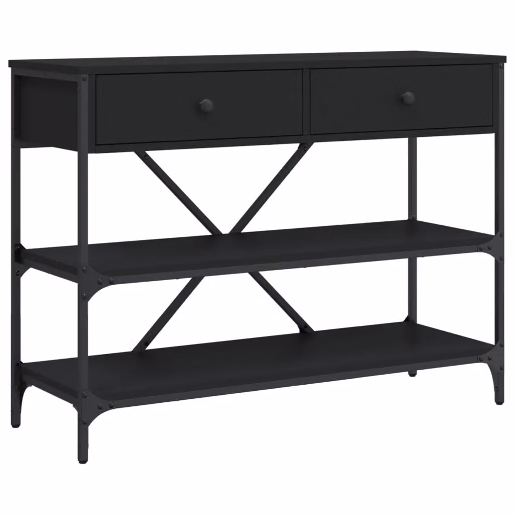 Berkfield Home Classic Console Table with Drawers and Shelves in Black – 2