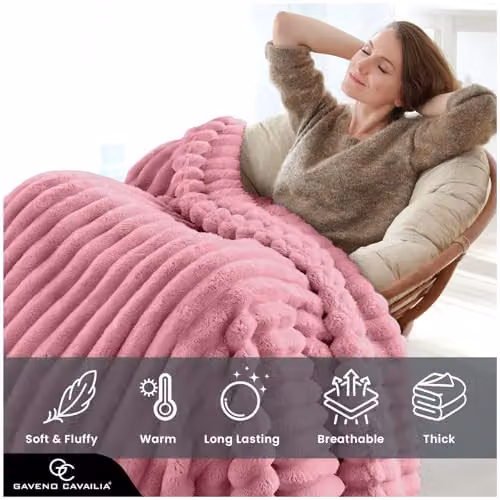 Gaveno Cavailia Fluffy Fleece Throw Blanket, Pink, W/D/H: 150 x 200 cm – 2