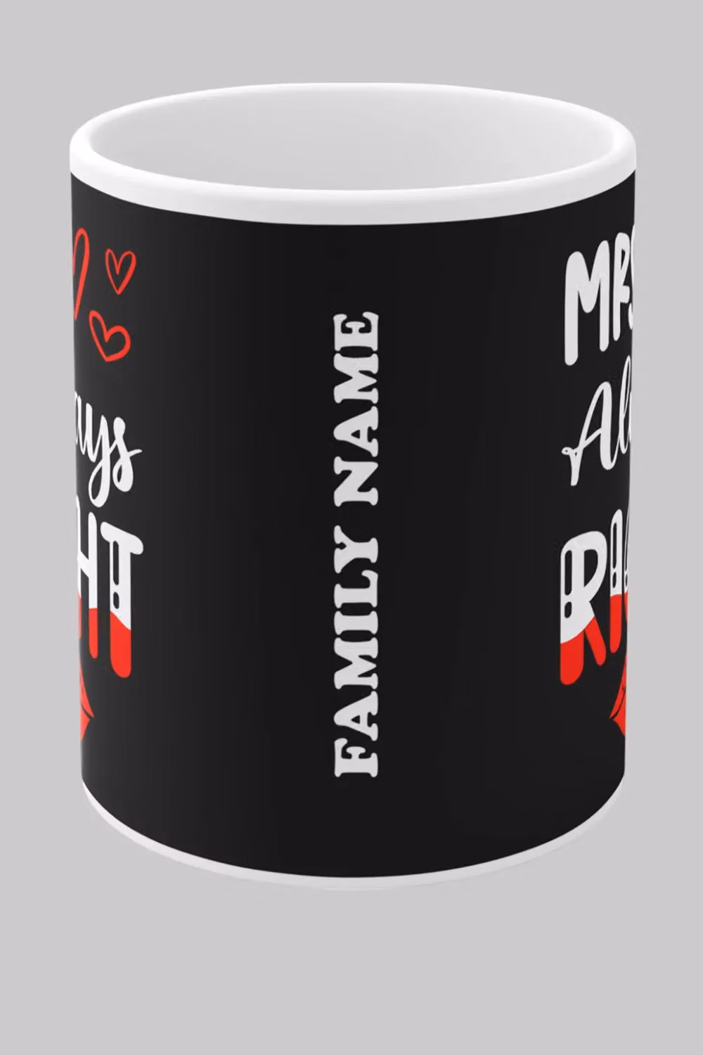 Simply Stunning Mugs Handcrafted Personalised Mr. Right and Mrs. Always Right Ceramic Mug Set of 2 in White and Red – 3