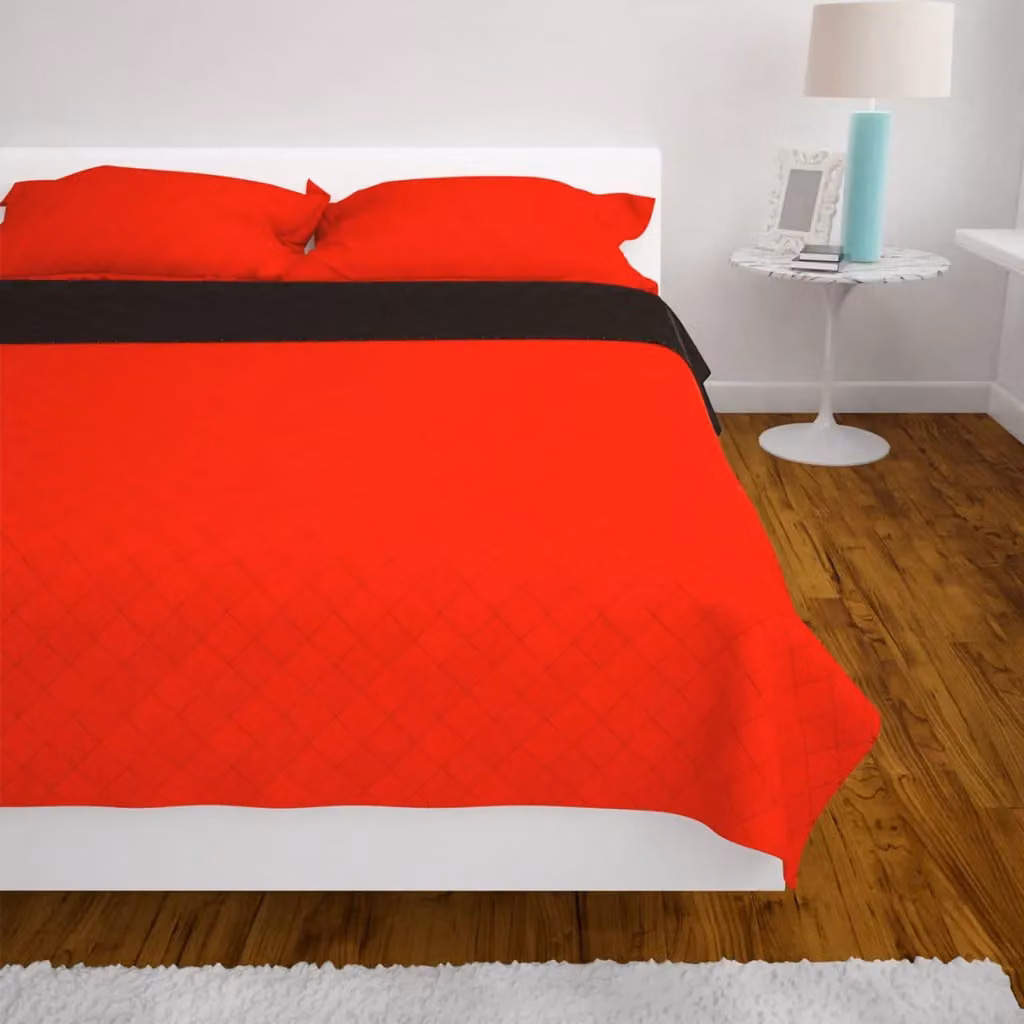 Berkfield Home Reversible Quilted Microfibre Bedspread in Red and Black, W/D/H: 220 x 240 cm – 4