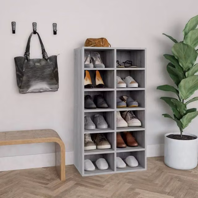 Berkfield Home Grey Sonoma Shoe Rack, W/D/H: 54 x 34 x 100.5 cm