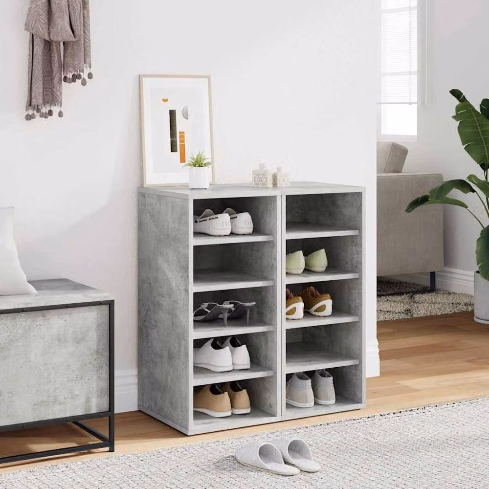 Berkfield Home Set of 2 Wall Mounted Shoe Cabinets in Concrete Grey, W/D/H: 31.5 x 35 x 70 cm – 2