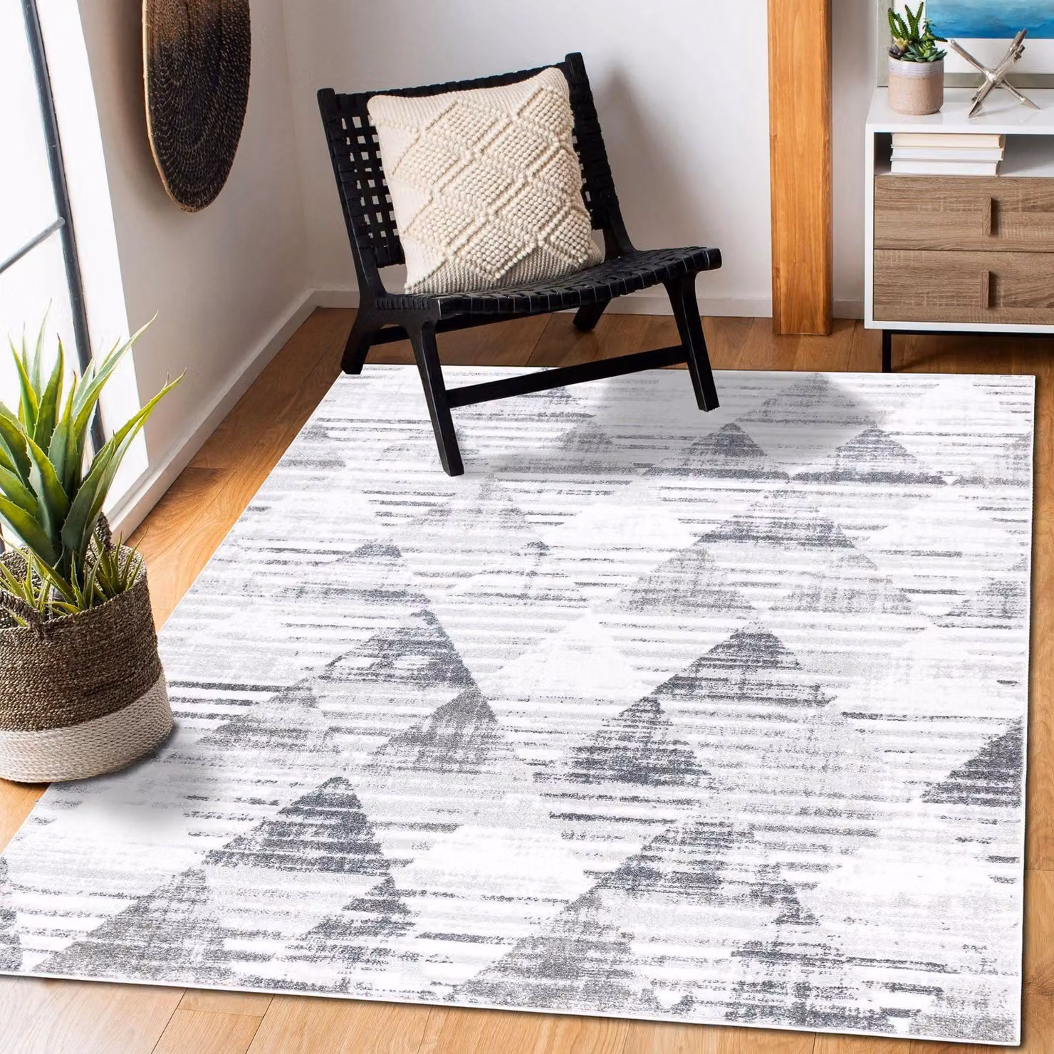 RugsX Poli 9051A Modern White Rectangular Rug, W: 120 cm, L: 170 cm – 2