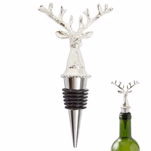 Premier Housewares Orsina Patrin Stag Bottle Stopper in Silver and Black Stainless Steel