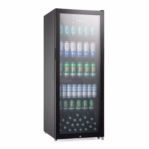 Subcold MAXI250LED Tall Drinks Fridge with Glass Door, 237L Capacity, Lockable and Reversible, Black or Silver – 1