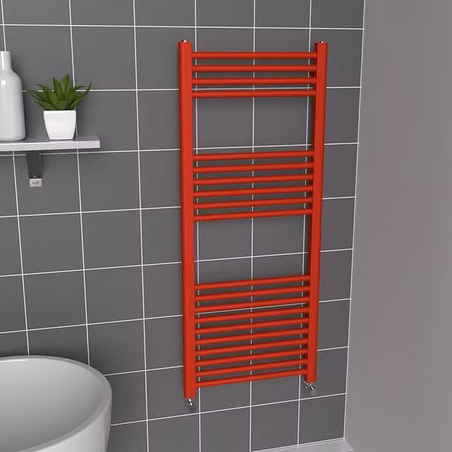 Lux Heat Coloured Steel Towel Radiator in Poppy Red, H: 120 cm, W: 50 cm