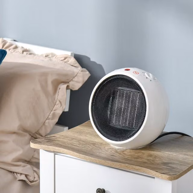 HOMCOM White Ceramic Fan Heater with 3 Heating Modes