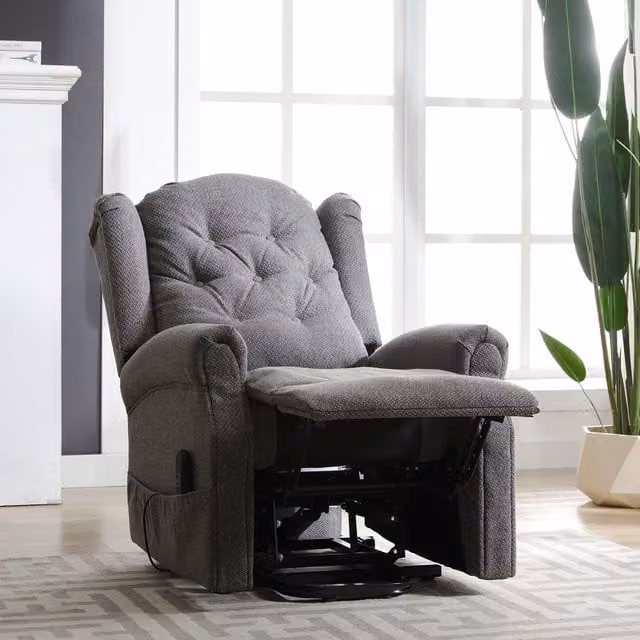 Artemis Home Crawley Electric Riser Recliner TV Chair with Massage and Heat in Grey Fabric