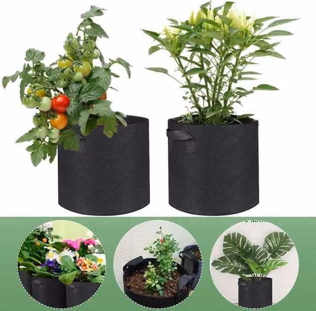 SPETLEK 10 Pack Black Plastic Potato Grow Bags and Planters for Vegetable Gardens
