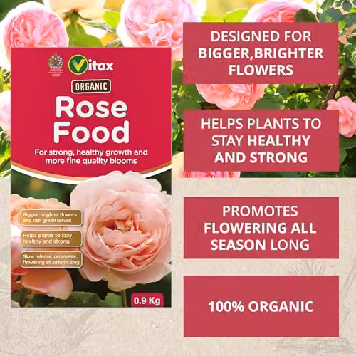 Vitax Organic Slow Release Rose Food for Healthy Leaves and Bigger Blooms, 900g – 2