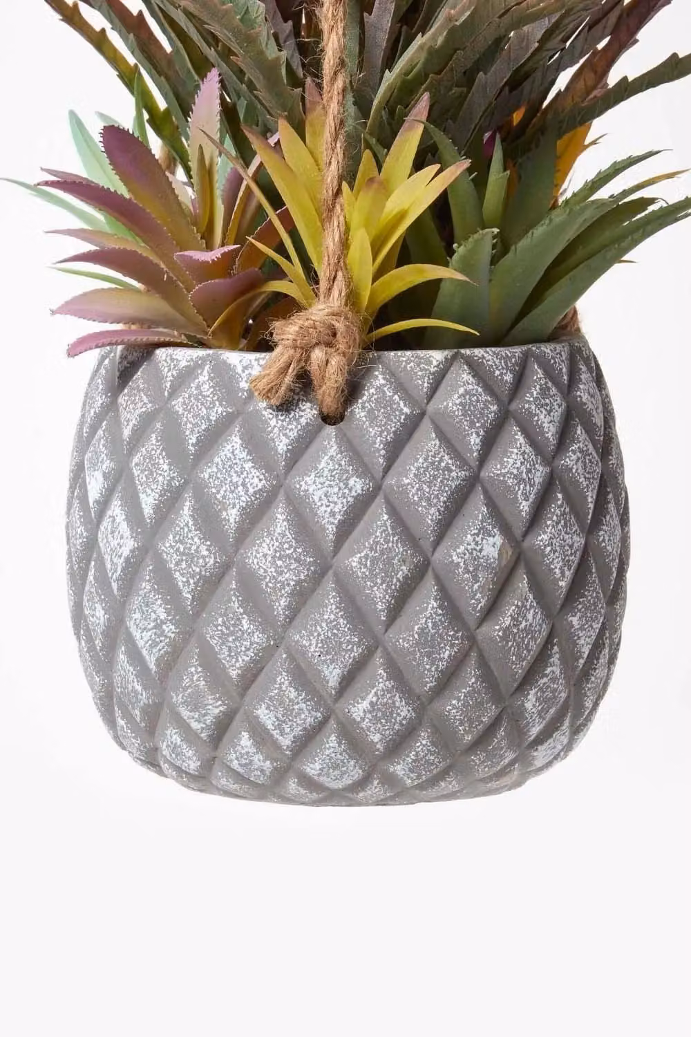 Homescapes Artificial Hanging Succulents in a Grey Geometric Pot – 2