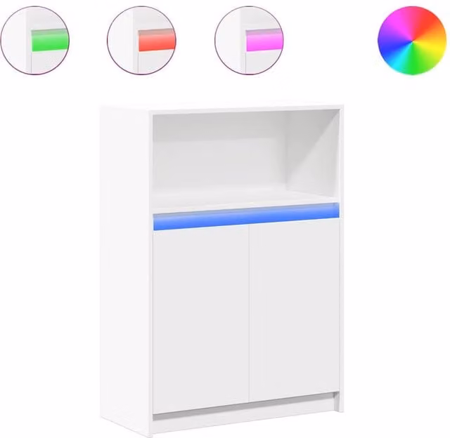 Berkfield Home Modern White Sideboard with Integrated LED Lighting, W/D/H: 72 x 34 x 100 cm