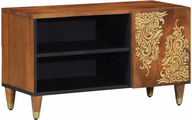 Berkfield Home Mid-Century TV Cabinet in Honey Brown Solid Mango Wood and Engineered Wood – 1