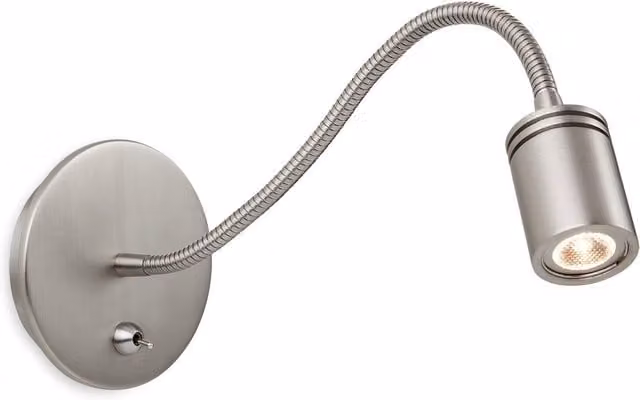 Ritz LED 1 Light Flexi Switched Indoor Wall Light in Brushed Nickel Silver/Grey