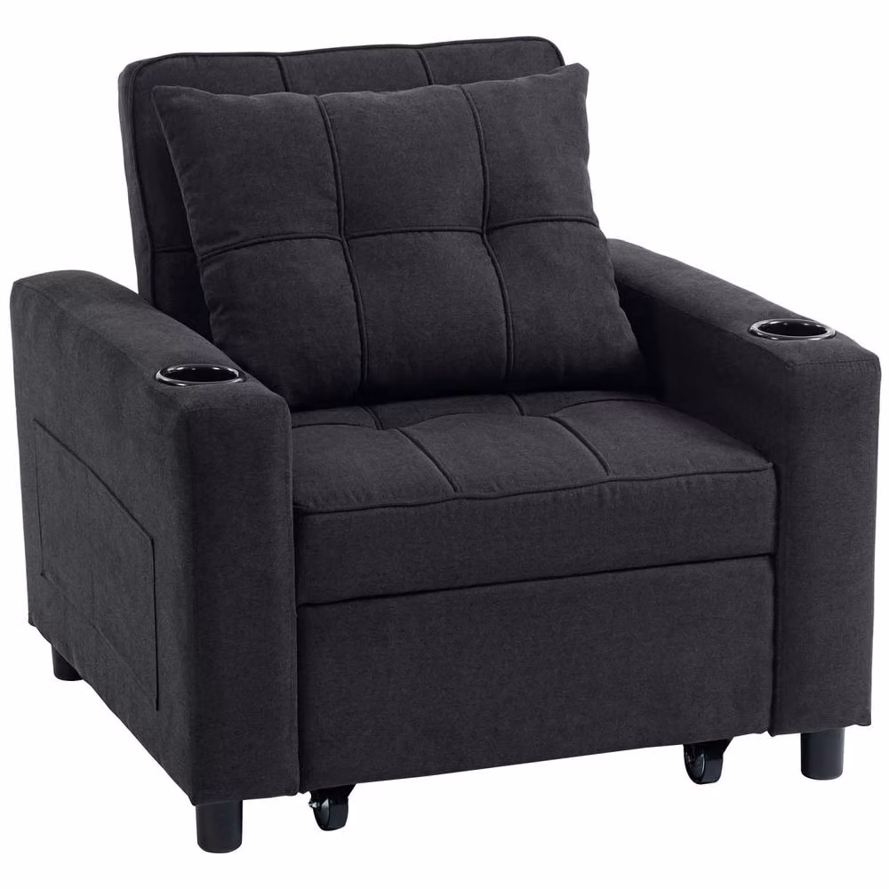 Wyld Haus Soliri Black 3 in 1 Convertible Single Sofa Bed with Tufted Cushion – 2