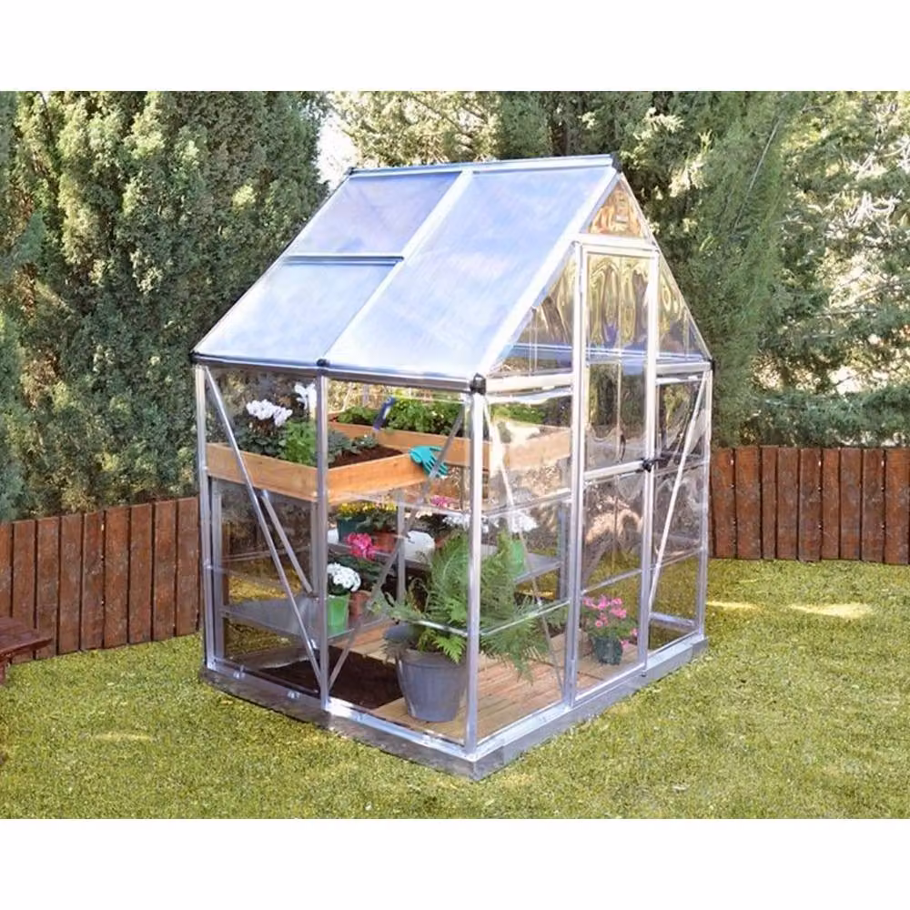Palram Hybrid Greenhouse in Silver with Polycarbonate Panels, W: 185 cm, D: 126 cm, H: 208 cm – 2