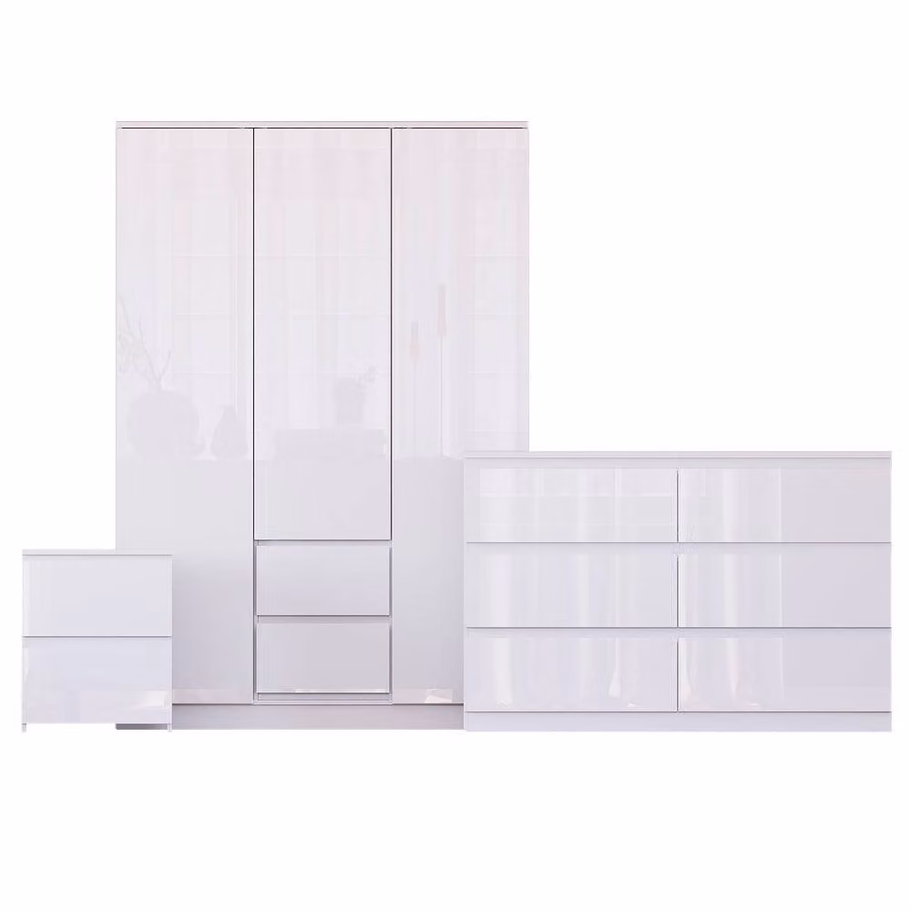 HD Designs Vida Designs Glinton 3 Piece White Glossy Bedroom Set – 2