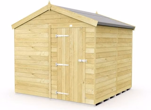 Buttercup Farm Apex Wooden Shed in Brown with Single Door, L243 x W231 x H217 cm – 1