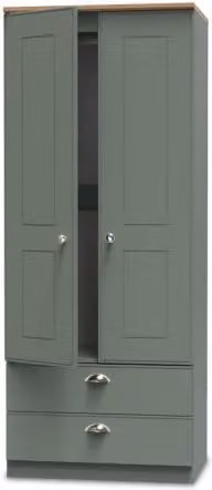 Welcome Victoria Modern 2 Door 2 Drawer Double Wardrobe in Green