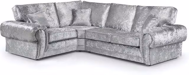 Furnishings For Less UK Chelsea Large 4 Seater Corner Sofa in Silver Crushed Velvet