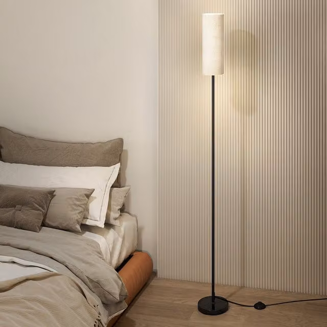 Emitto White Dimmable LED Floor Lamp with Remote Control, Timer and Foot Switch