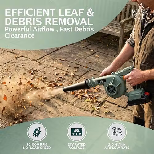Pelle & Sol 21V Cordless Leaf Blower in Green with Rechargeable Battery and Charger – 3
