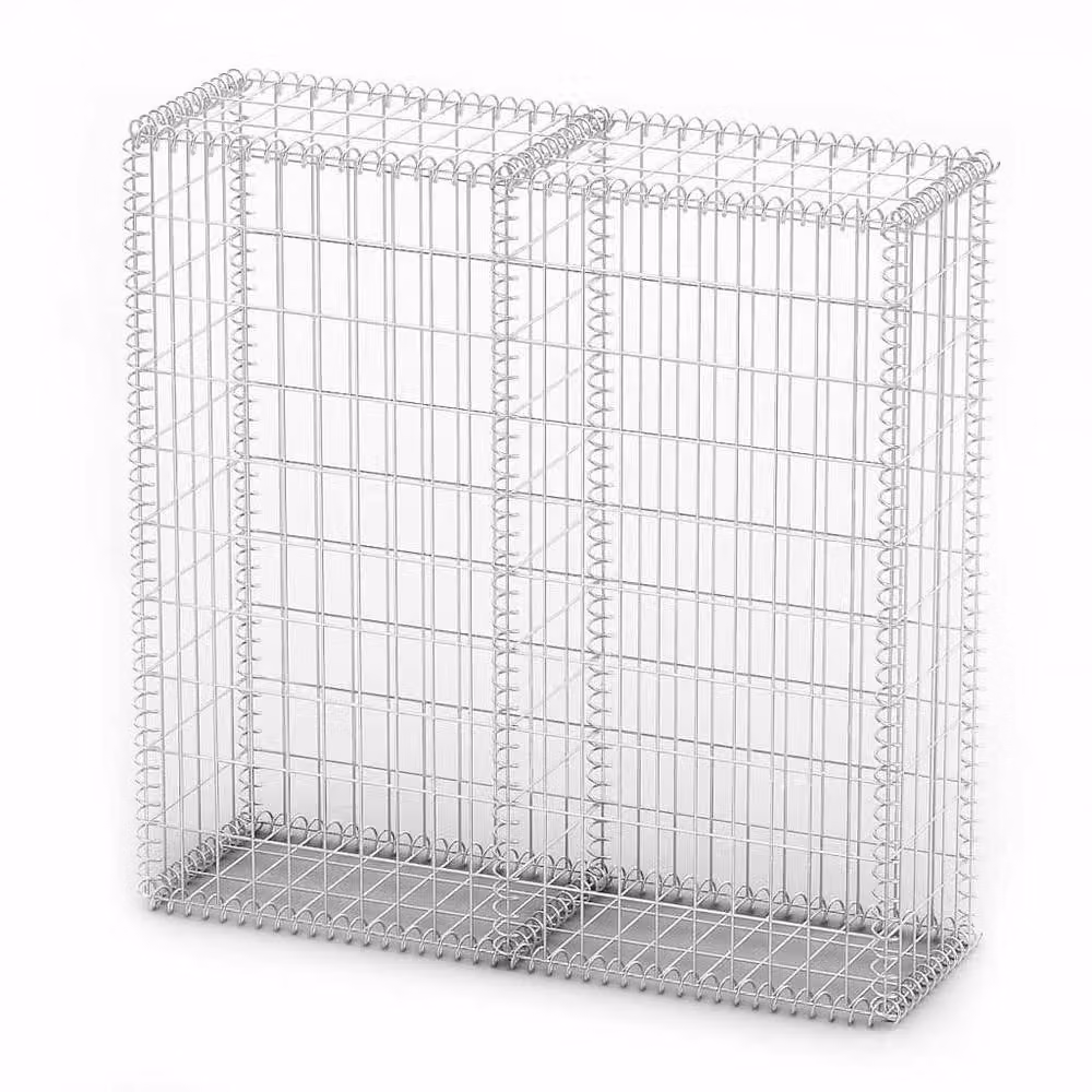 Berkfield Home Durable Galvanised Steel Gabion Basket with Lids in Silver, W/D/H: 100 x 100 x 30 cm – 2