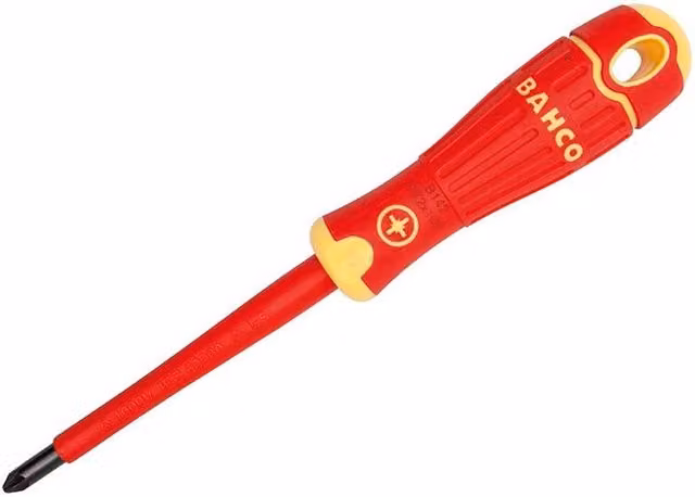 Bahco Bahcofit VDE Insulated Pozidriv Screwdriver, Multi Colour