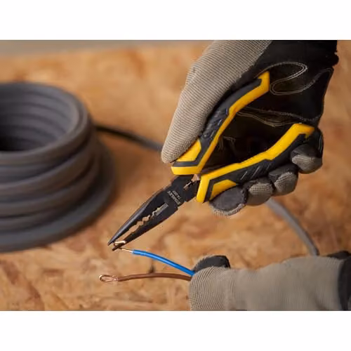 Stanley Control Grip Long Nose Pliers in Yellow and Black, 200 mm – 2