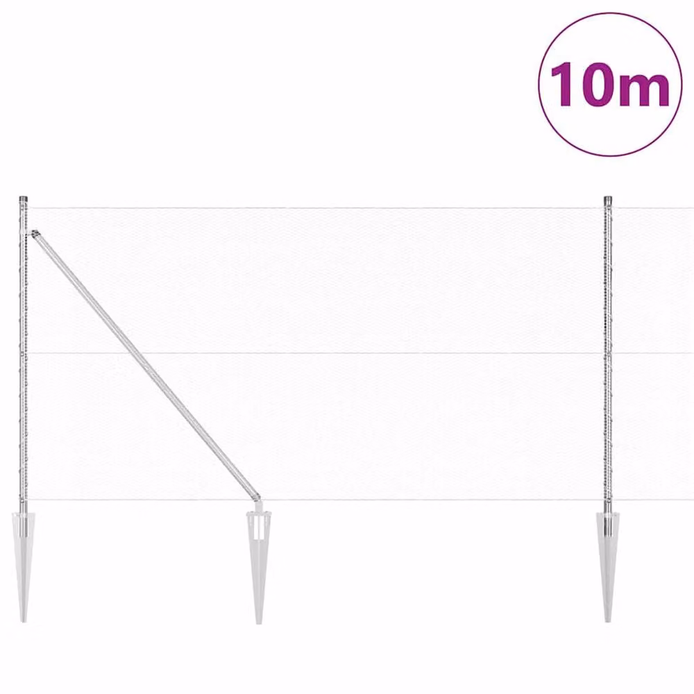 Berkfield Home Hexagon Fence in Silver Galvanised Steel, 1 x 10 m – 2