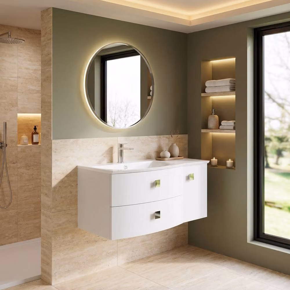 Balterley Gentleshaw Left-Hand 1 Door 2 Drawer Vanity Basin Unit, White, W: 100 cm – 3