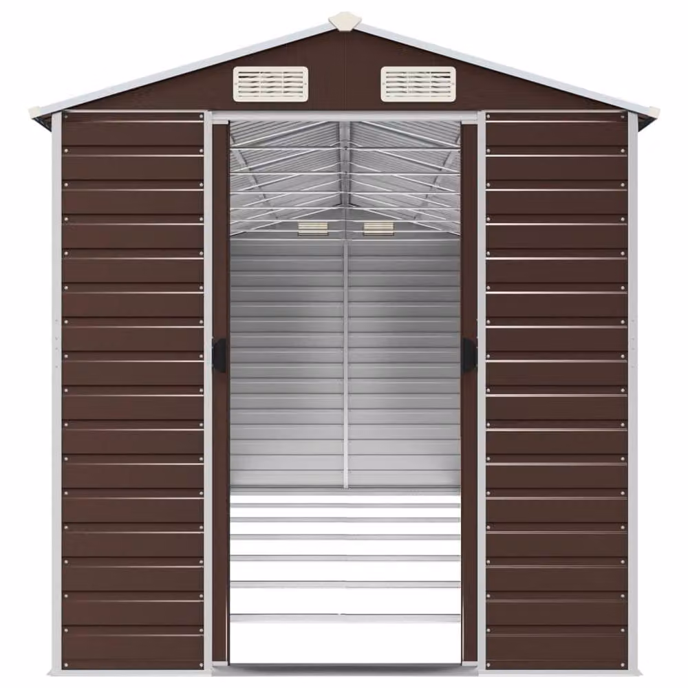 Berkfield Home Brown Galvanised Steel Garden Shed with Side Vent W/D/H: 191 x 640 x 198 cm – 4