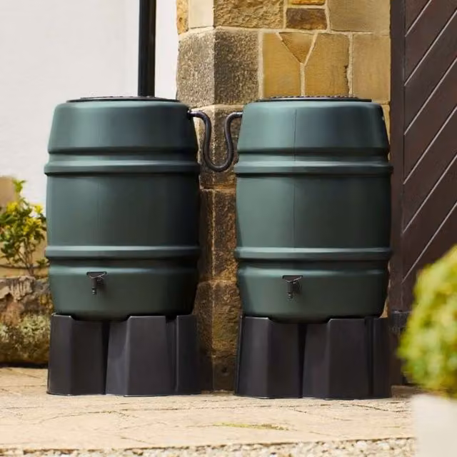 Harcostar Double Green Water Butt Kit with 168 Litre Capacity and Connectors