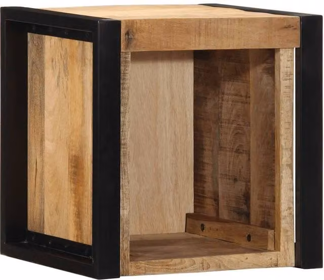 Berkfield Home Rustic Mango Wood Bedside Cabinet, Brown, W/D/H: 40 x 35 x 40 cm