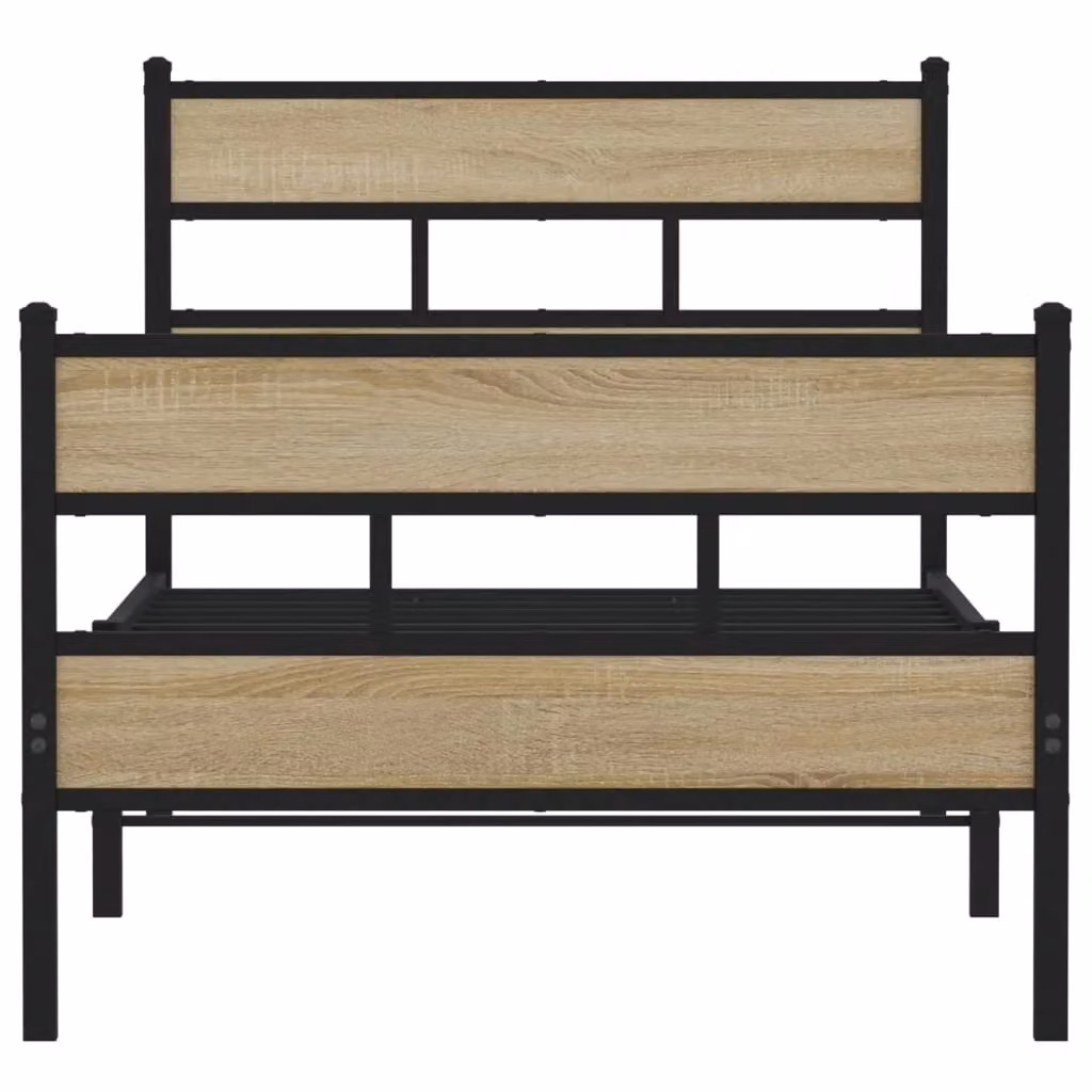 Berkfield Home Metal Bed Frame in Sonoma Oak Brown, W/D/H: 80 x 200 cm – 3