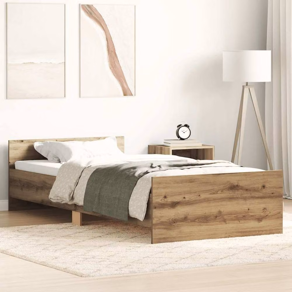 Berkfield Home Artisan Oak Single Bed Frame, Brown, W: 90 cm, L: 190 cm – 2