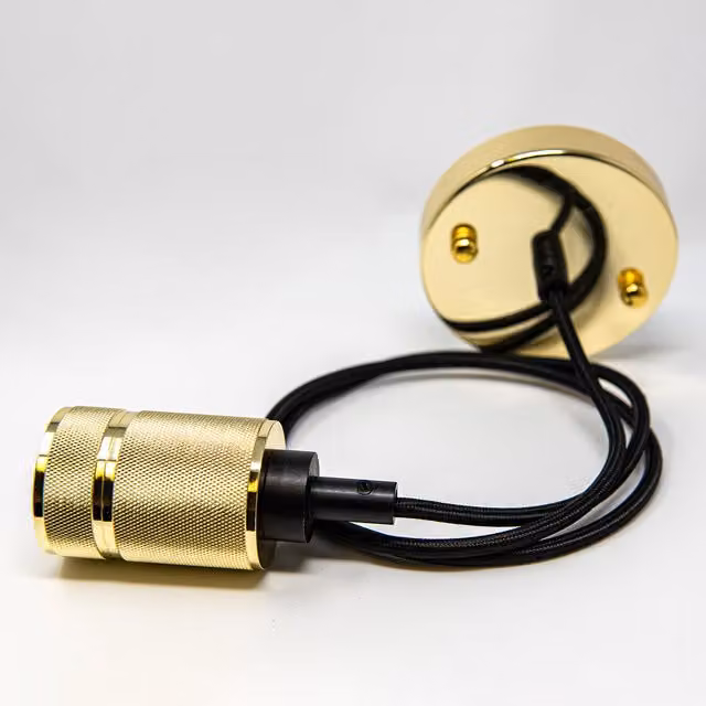TIMELED Antik Vintage Pendant Fitting in Polished Gold and Black with E27 Cable
