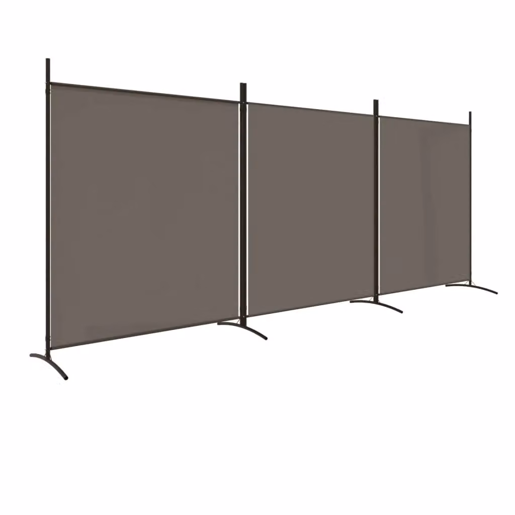Berkfield Home 3-Panel Anthracite Fabric Room Divider in Black, H 180 cm x W 525 cm – 2
